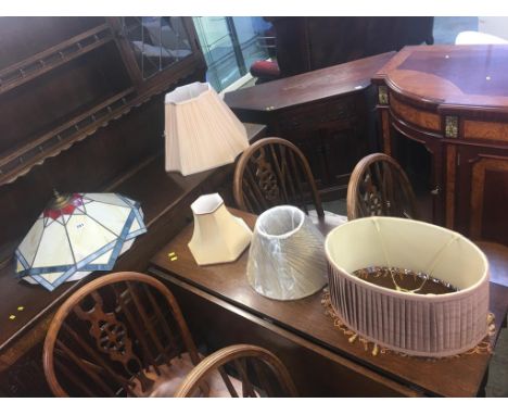Leaded glass ceiling shade and various lamp shades