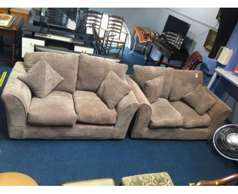 Pair of light brown two seater settees
