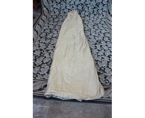 A set of 2 x pairs of gold lined curtains 2300mm drop complete with a pair of narrow drapes 1000mm each wide and a single nar