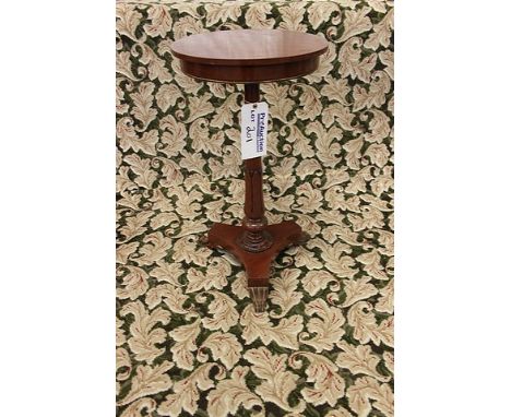 Empire style mahogany lamp table 400mm diameter mounted on single pedestal carved acanthus on tri form base with claw feet 75
