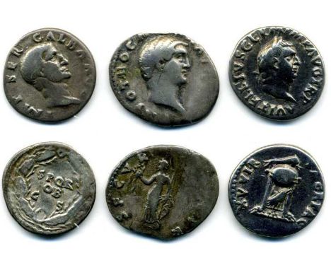 Galba (68-69), denarius, rev., spqr ob cs in wreath (RIC 167); Otho, denarius, rev., Securitas (RIC 10); Vitellius, denarius,