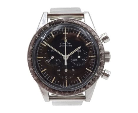 Omega Speedmaster pre-moon chronograph wristwatch, circa 1967, manual wind movement No. 24001391, cal. 321, on expanding brac