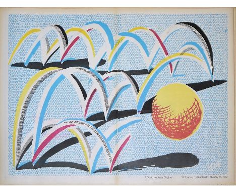David Hockney, "A bounce for Bradford", Fotofarblithographie mit originalem Titelblatt (Sommerausstellung der Royal Academy 1
