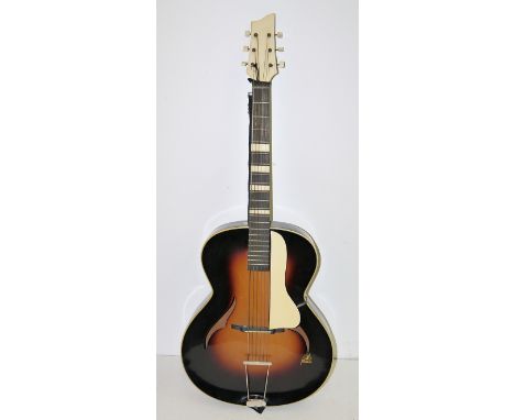Vintage-Schlaggitarre Framus Tango 5/57, 2. H. 1950er JahreArchtop-Jazzgitarre, finish rotbraun schattiert, Kopfplatte, Griff