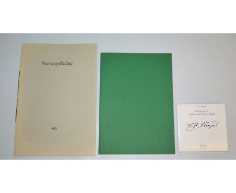 Ernst Jünger, "Nervengeflechte" sign., // Rehburger Reminiszenen mit einem Holzschnitt &amp;amp; sign. CD "Nachtrag zu Autor 