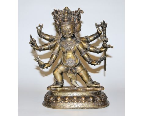 Die tantrische Gottheit Hayagriva, tibetische Bronzeplastik, gefertigt in Nepal 20. Jh.Zornvolle Erscheinung des tantrischen 