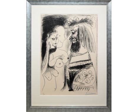 Pablo Picasso, "Le vieux roi", Lithographie von 1959, mit blauer Signatur, gerahmtPablo Picasso, 1881 Málaga - 1973 Mougins, 