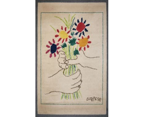 Nach Pablo Picasso, Künstler-Teppich "Le Bouquet", limitierte EditionEntwurf Pablo Picasso als Plakat "The Flowers of Peace" 