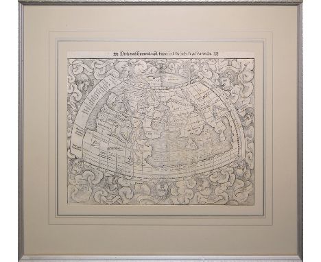 Sebastian Münster, "Ptolemaisch general Tafel, begreiffend die halbe kugel der Weldt", Holzschnitt, Heinrich Petri/ Basel 154