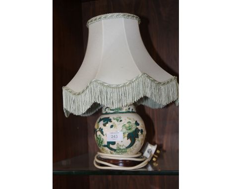 A GREEN CERAMIC CHARTREUSE MASONS LAMP
