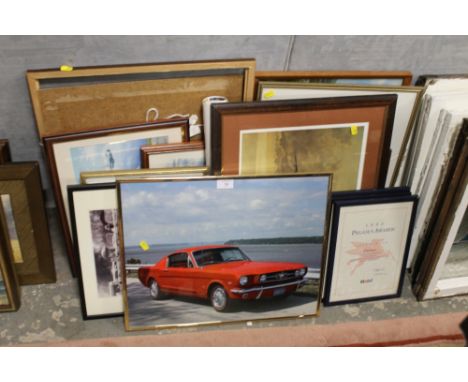 A LARGE QUANTITY OF ASSORTED PICTURES AND PRINTS TO INCLUDE AUTOMOBILE AND AVIATION  INTEREST