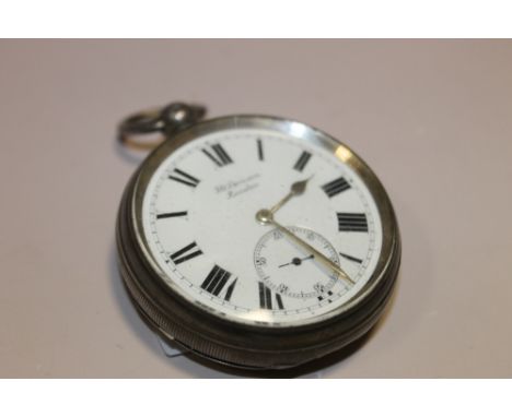 A VINTAGE HALLMARKED SILVER HW BENSON OPEN FACED MANUAL WIND POCKET WATCH