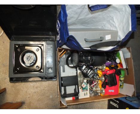 TWO PORTABLE HOBS PLUS A MIXED TRAY TO INC AN ELECTRIC LAMP
