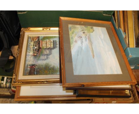 A QUANTITY OF PICTURES AND PRINTS TO INCLUDE SIGNED WATERCOLOURS
