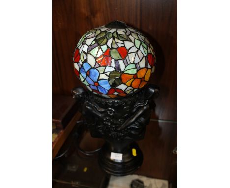 A LARGE FIGURATIVE TIFFANY STYLE TABLE LAMP 