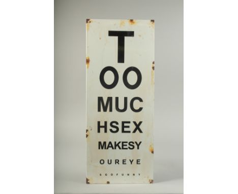 AN OPTICIAN'S ENAMEL SIGN. 22ins x 9ins.