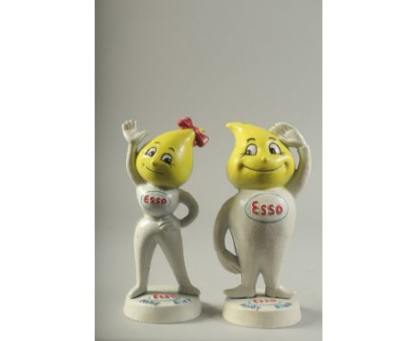 A PAIR OF PAINTED CAST IRON ESSO MONEY BOXES. 9.5ins high.
