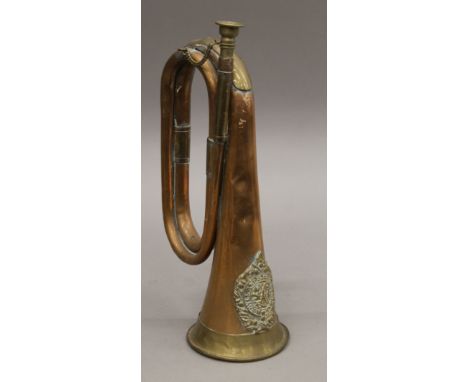 An Argyle and Sutherland Highlands brass and copper bugle. 