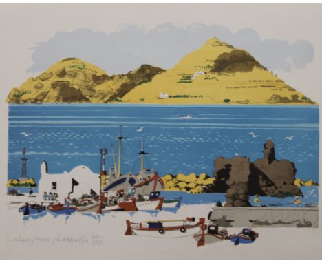 PAUL HOGARTH, The Harbour of Naousa, Greece, limited edition lithograph print, numbered 41/200, signed in pencil, unframed. 7