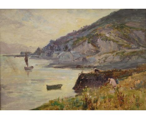 ERNEST WALBURN, Cornish Cove, oil on panel, signed with monogrammed, framed. 35 x 25 cm.