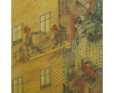LEONARD ROSOMAN OBE RA, (1913-2012) British, "The Backdrop, New York", limited edition lithograph print, numbered 128/250, si