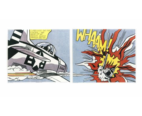 After Roy Lichtenstein (American, 1923-1997)WHAAM! (Corlett Appendix 7) Offset lithograph printed in colours, 1967, on two sh