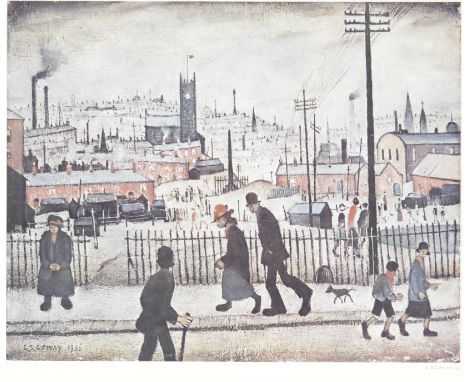 Laurence Stephen Lowry R.A. (British, 1887-1976)View of a Town Offset lithograph printed in colours, 1973, on wove, signed in