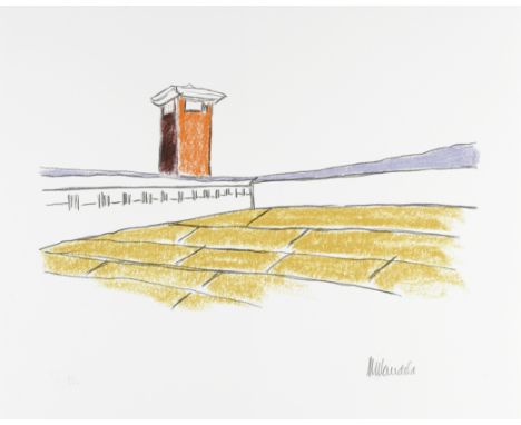 Nelson Rolihlahla Mandela (South African, 1918-2013)Tennis Court, from 'Reflections of Robben Island' Lithograph printed in c