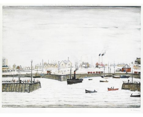 Laurence Stephen Lowry R.A. (British, 1887-1976)The Harbour Offset lithograph printed in colours, 1972, on wove, signed in pe