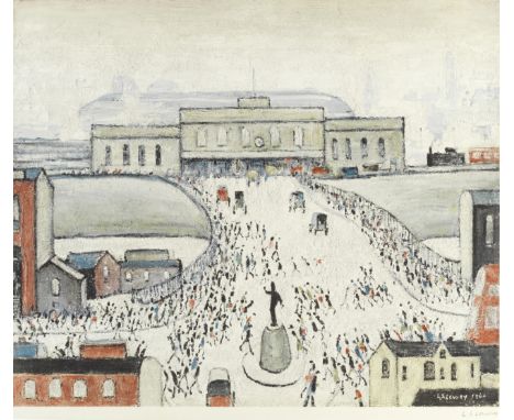 Laurence Stephen Lowry R.A. (British, 1887-1976)Station Approach Offset lithograph printed in colours, on wove, signed in pen
