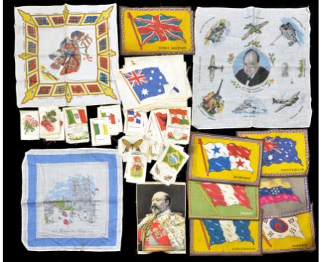 A QUANTITY OF CIGARETTE SILKS, INCLUDING LARGER FORMAT EXAMPLES, PORTRAIT OF EDWARD VII AND OTHER SUBJECTS, AND TWO COMMEMORA