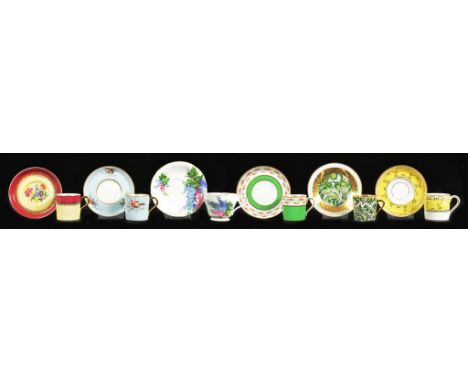 SIX AYNSLEY, JACKSON & GOSLING AND OTHER COFFEE CANS/CUP AND SAUCERS, CIRCA 1930'S-LATE 20TH CENTURY