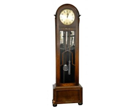 A 1930S OAK LONGCASE CLOCK WITH PRESENTATION PLAQUE, 192CM H
