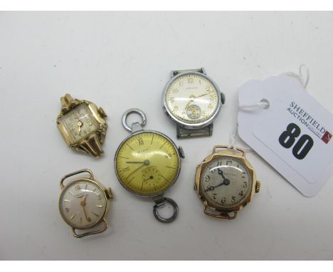 Walker &amp; Hall; A 9ct Gold Cased Ladies Wristwatch Head, (no strap); Together with A Longines 9ct Gold Cased Ladies Wristw