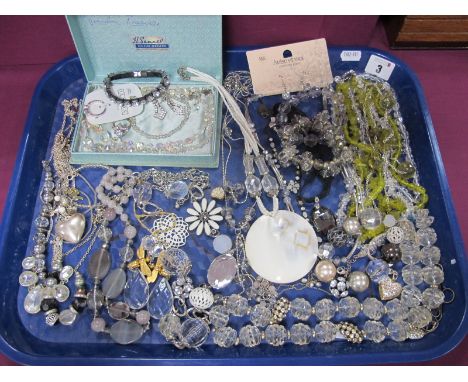 A Collection of Diamanté and Faceted Bead Costume Jewellery, including large necklaces, bracelets, drop earrings, ring etc :-