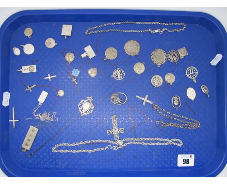 A Moser &amp; Pfeil German Brooch, of openwork design, stamped "925"; together with St. Christopher Pendants including stampe