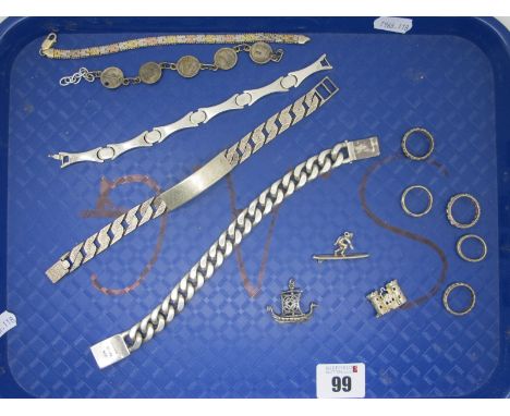A Heavy Chunky Curb Link Bracelet, to panel clasp, indistinctly stamped "925" "Mexico", approximately 21.5cm long (100grams);