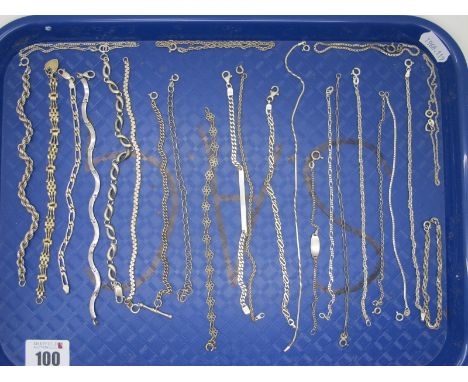 A Collection of Assorted Dainty "925" and Other Bracelets :- One Tray 