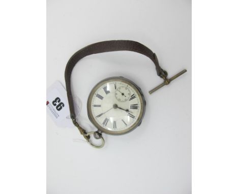 A Hallmarked Silver Cased Openface Pocketwatch, the dial with black Roman numerals and seconds subsidiary dial, within engine