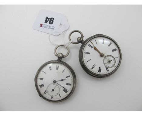 A Hallmarked Silver Cased Openface Pocketwatch, the dial with black Roman numerals and seconds subsidiary dial (lacking glass