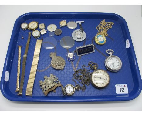 Vintage and Modern Openface Pocketwatches, 'The Boys Brigade The Kings Badge' badge, Manchester Regiment cap badge, wristwatc
