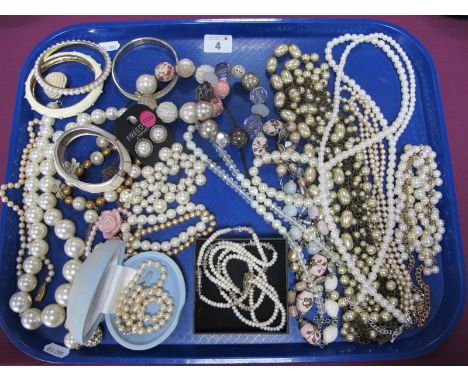 Two Fresh Water Pearl Necklaces, together with a selection of imitation pearl costume jewellery, and similar bracelets and ba