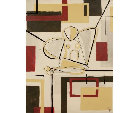 Bianca Smith (b.1975)Abstract angel portrait studies, a pair, signed with initials, acrylic, 48.5 x 39cm (2)