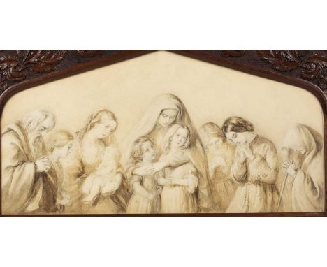 Lucette E Barker (act. 1853-1874)Design commemorating the charge of the Light Brigade, pencil and brown washes, 30 x 59cm (ir