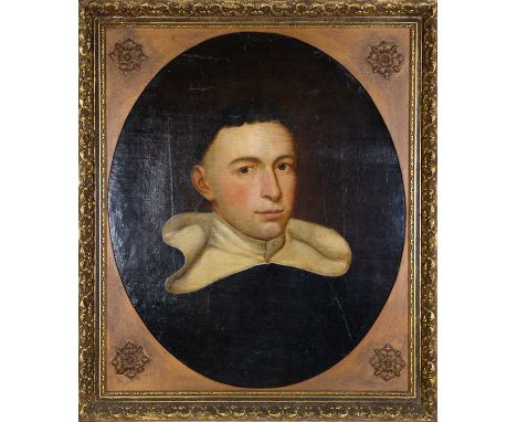 17th century Continental schoolHead and shoulders portrait of a monk, oil on canvas, 55 x 46.5cm oval