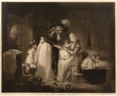 William Ward after George MorlandA visit to the Child at Nurse, mezzotint, published by J R Smith, 46 x 56cm; one further sim