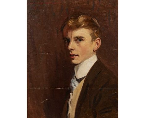George Owen Wynne Apperley (1884-1960)Self portrait, signed and dated 1911, oil on canvas laid onto board, 50 x 40cm  There i