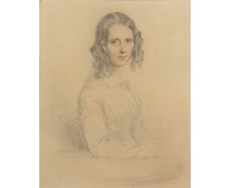 George Frederick Watts OM RA (1817-1904)Portrait of Mrs Julia Bridge seated at a table, colour crayon, 27 x 22cm Prov: Purcha