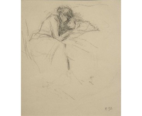 Maximilien Luce (1858-1941)Mother and child, signed with initial and dated 1892, pencil sketch, 14 x 12cm, unframed From the 
