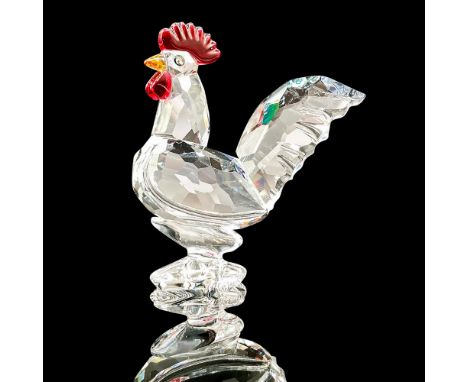 Adorable faceted miniature crystal figurine modeled as a red combed cockerel. Swarovski acid marks. This item has its origina